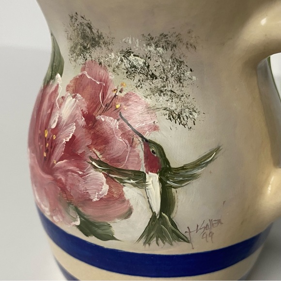 Robinson Ransbottom Pottery Hand Painted Hummingbird Flowers Vintage 4.75” Sign - Picture 14 of 16